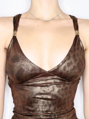 Baddie Leopard Backless Top