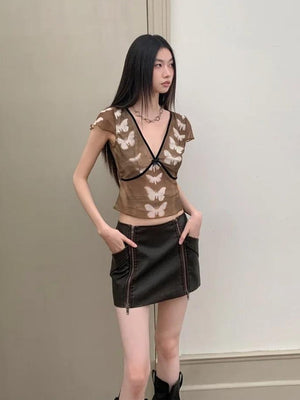 Butterfly V Neck Top