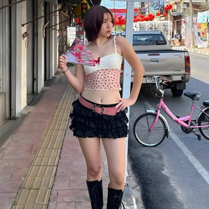 Heart Knitted Sheer Crop Top