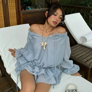 Off Shoulder Ruffled Mini Dress