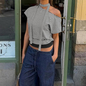 Striped Neck Tie Top