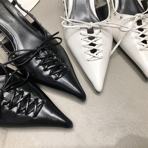 Old Money Aesthetic Lace Up Mules