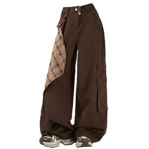 Brown Plaid Shirt-Tied Jeans