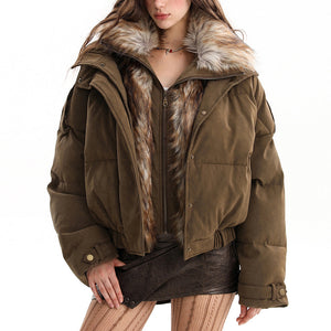 Cinnamon Swirl Fur Puffer Jacket