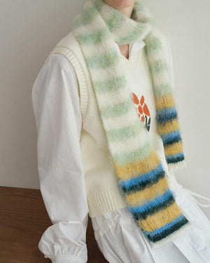 Frazzled English Woman Striped Scarf