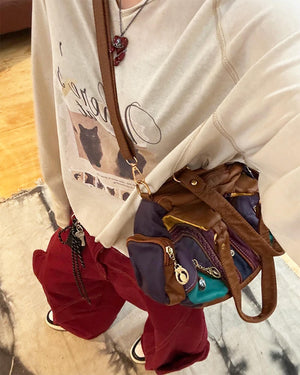 Hippie Aesthetic Patchwork Handbag