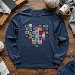 Granny Squares Heart Long Sleeve T-shirt