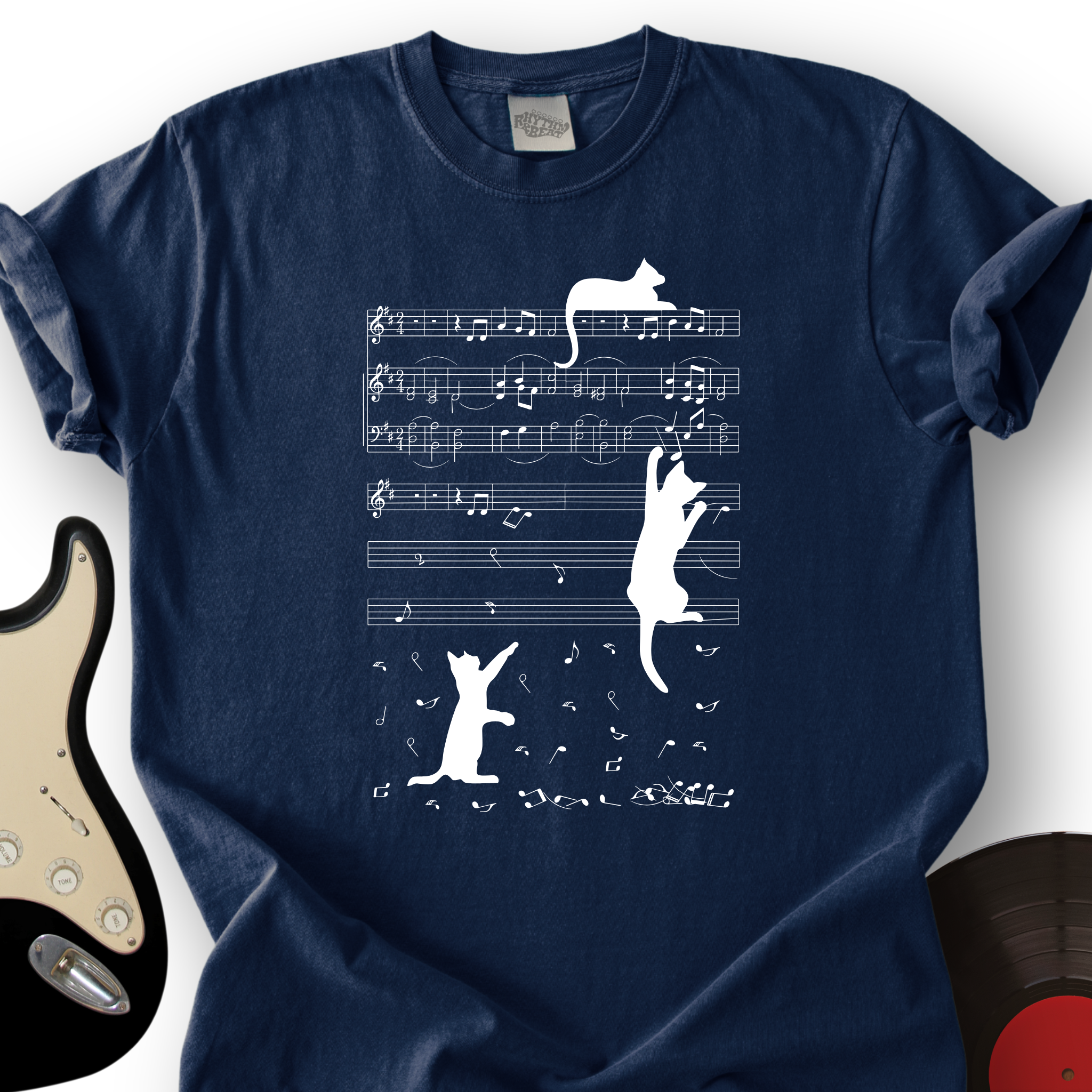 Climbing Cat On Musical Note T-Shirt