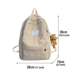 Bear Corduroy School Backpack
