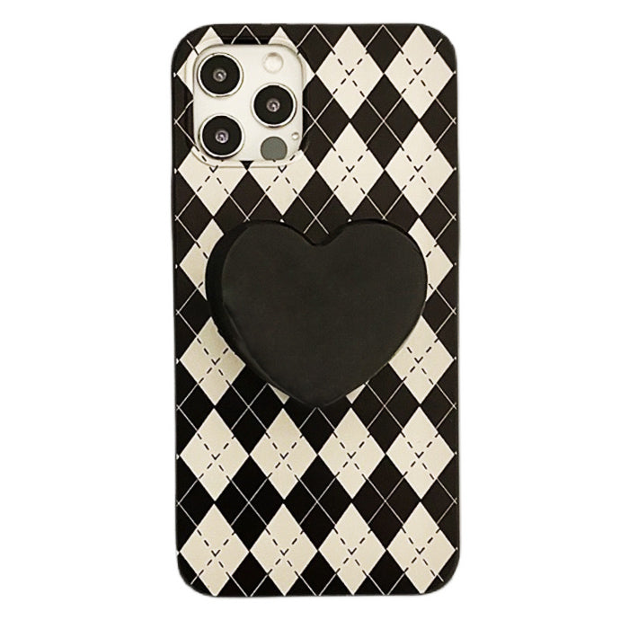 Black Heart Argyle iPhone Case