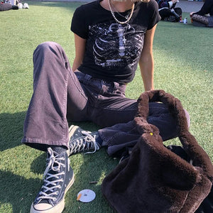 Black Skeleton Crop Top