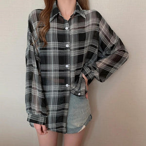 Chiffon Plaid Shirt