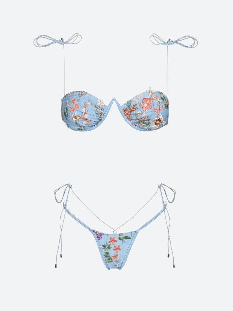 Floral Embroidered Bikini Set
