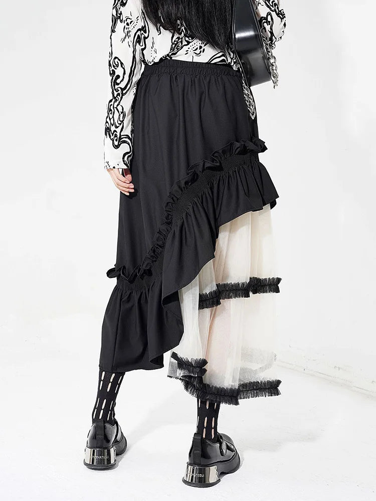 Goth Layered Midi Skirt