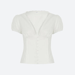 Lace Trim Button Up Shirt