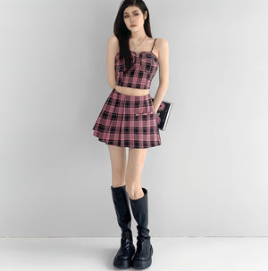 Pink Mini Skirt & Crop Top Two Piece Set