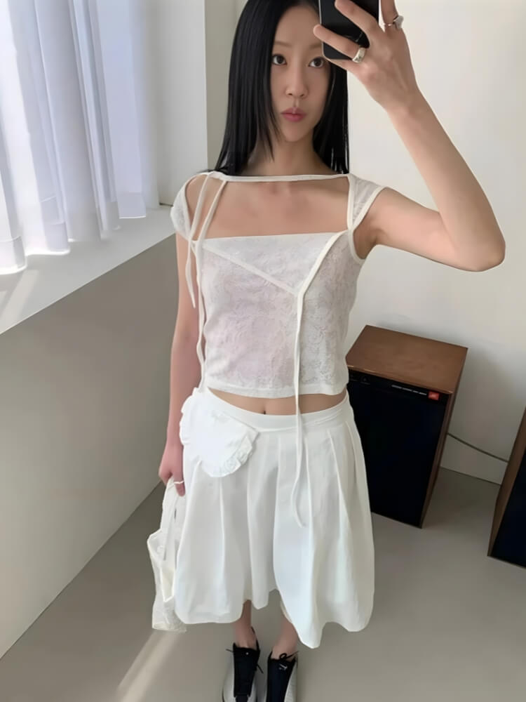 Pleated Pocket Midi Skirt