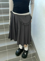 Pleated Pocket Midi Skirt