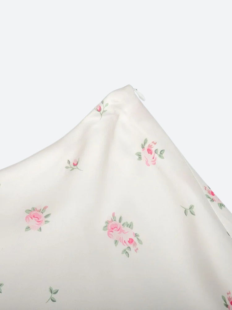 Soft Girl Floral Satin Midi Skirt