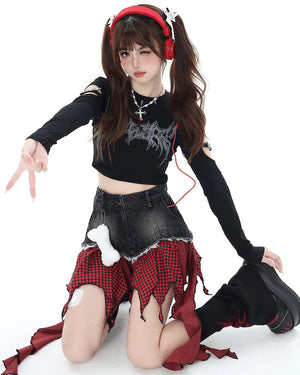 Punk Rock Layered Patchwork Skirt