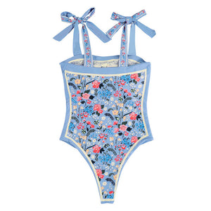Tie Strap Reversible Blue Swimsuit