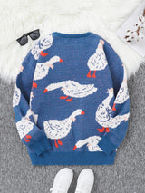 Weirdcore Goose Print Sweater