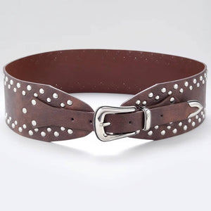 Wide Studded Western Belt