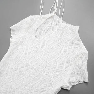 Wrinkled Lace Up Mini Dress