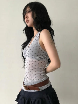 Y2K Halter Neck Polka Dot Top