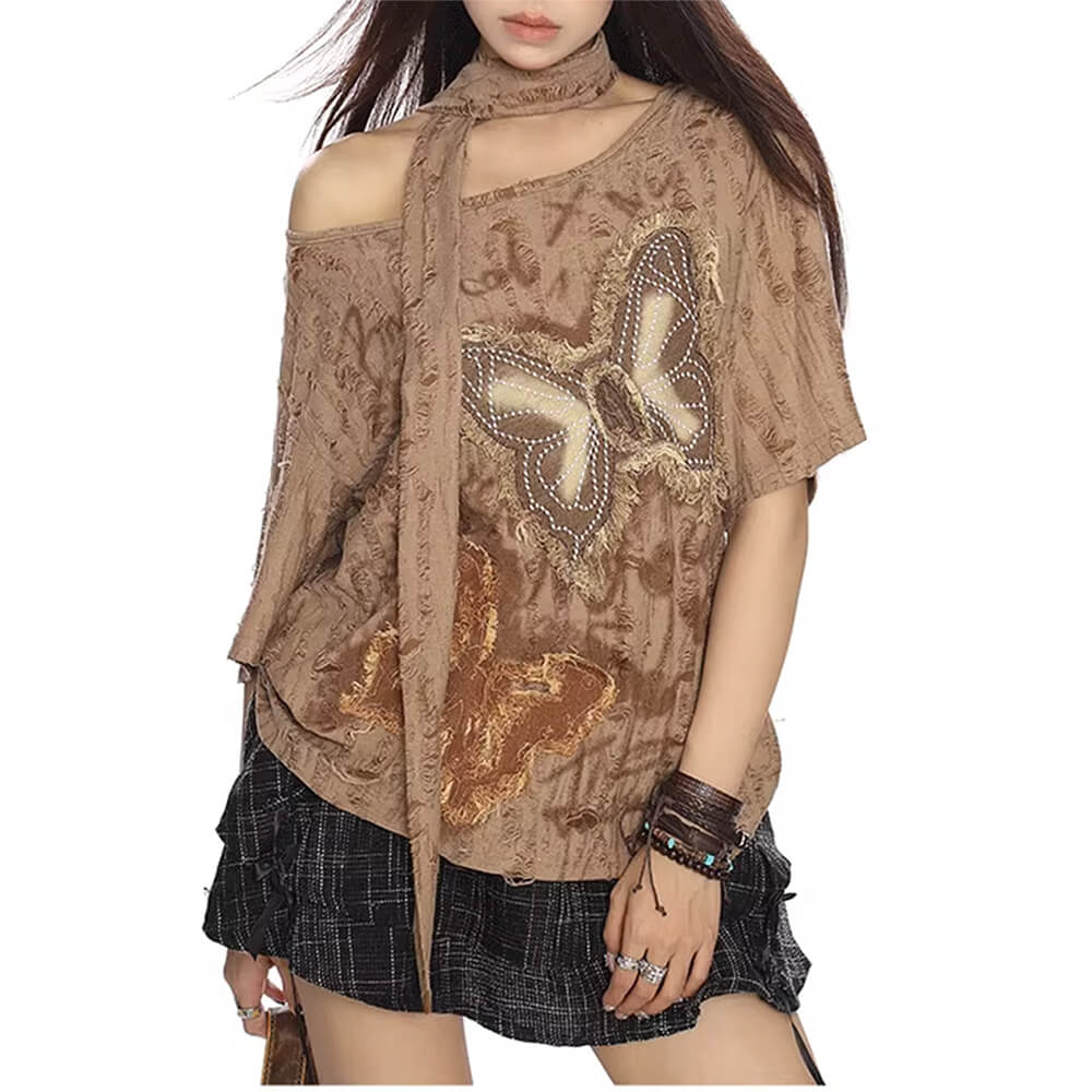 2007 Aesthetic Butterfly Patch Tee