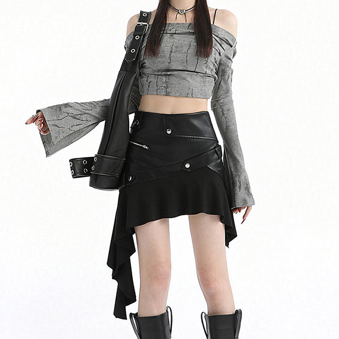 Rock The Scene Asymmetric Leather Skirt