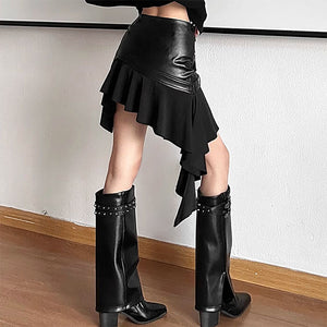 Rock The Scene Asymmetric Leather Skirt