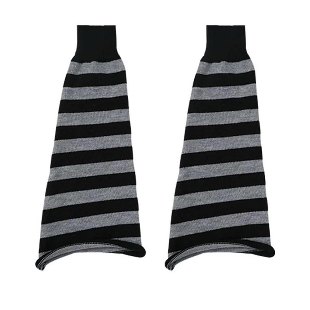 Black & Grey Striped Leg Warmers