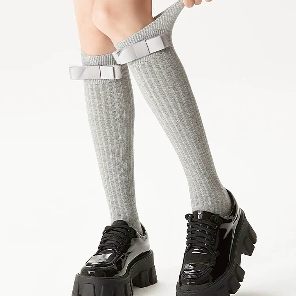 Bowknot Knee-High Socks