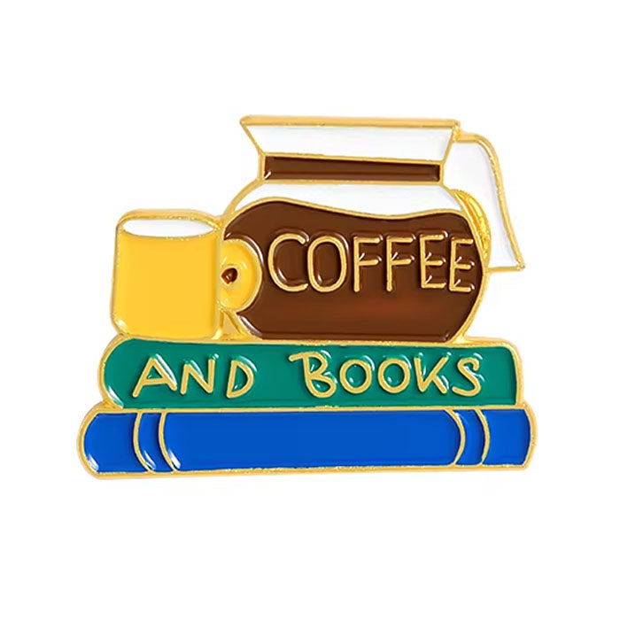 Coffee & Books Brooch Pin