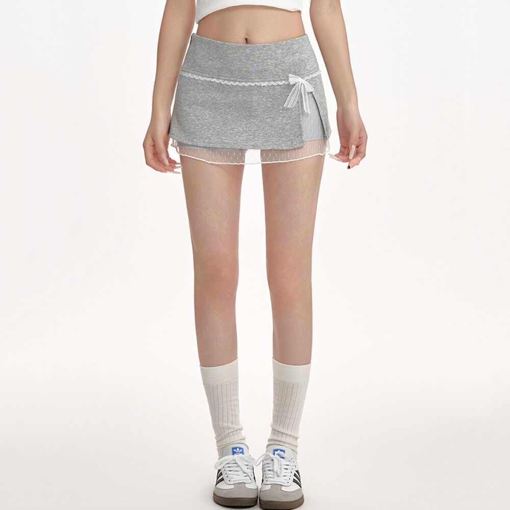 Coquette Aesthetic Lace Bow Skort