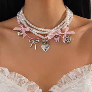 Sweet Attitude Pearl Layered Necklace Set