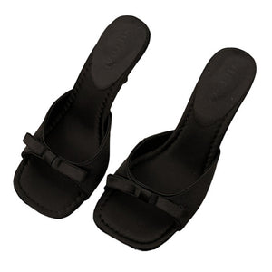 Coquette Bow Heeled Mules