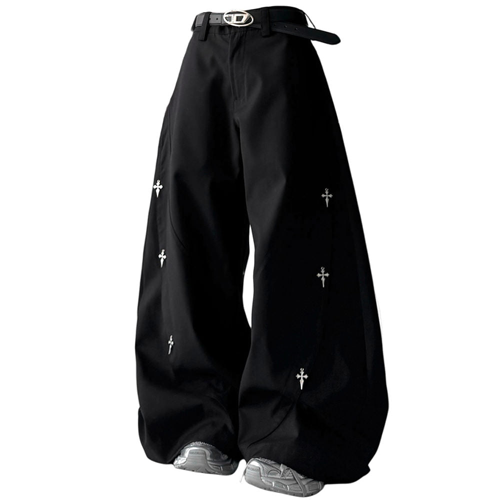 Grunge Aesthetic Cross Pendant Trousers