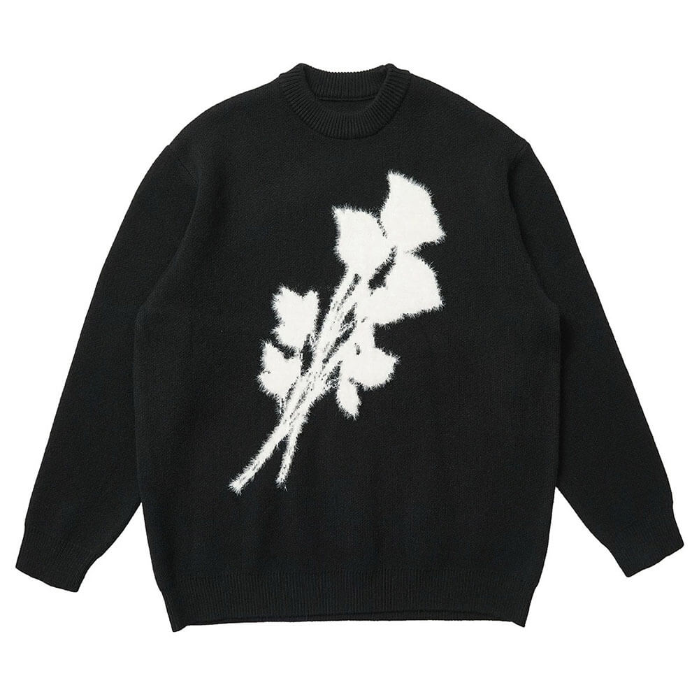 Grunge Aesthetic Rose Print Sweater