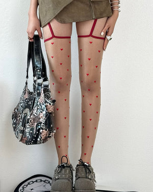 Bonjour Baby Heart Suspender Tights