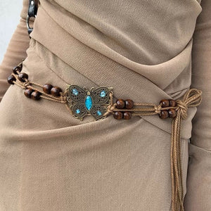 Indie Aesthetic Butterfly Beaded Belt