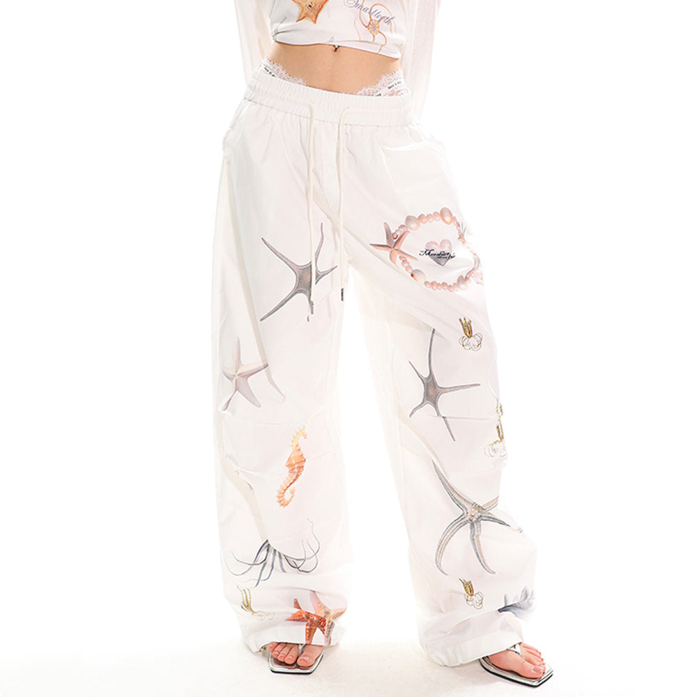 Mermaid Aesthetic Wide-Leg Trousers