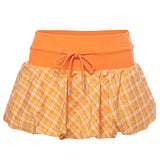 Orange Checkered Bubble Skirt