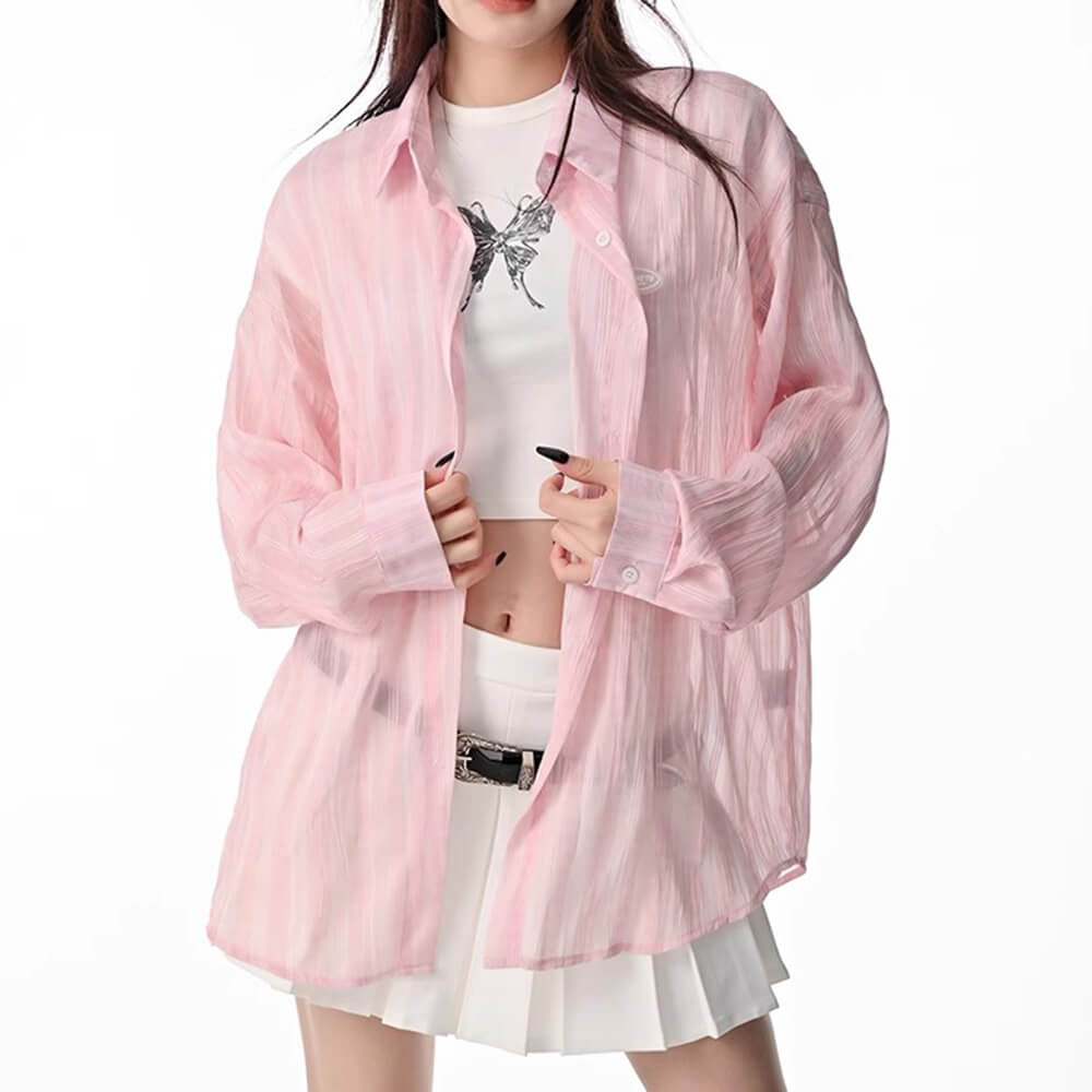 Pink Sheer Oversized Shirt