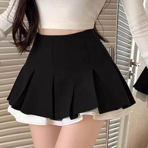 Preppy Ruffle Mini Pleated Skirt