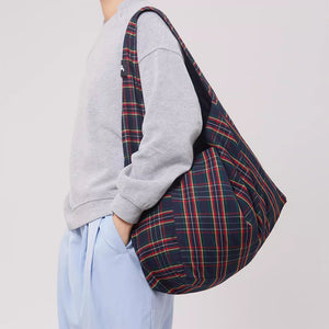 Preppy Style Plaid Tote Bag