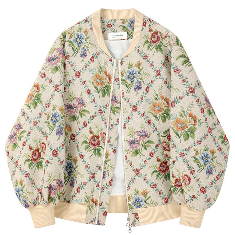 Retro Floral Bomber Jacket