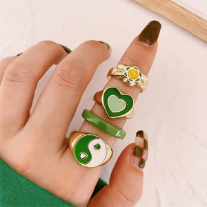 Sage Green Aesthetic Ring Set