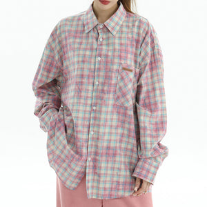Soft Girl Plaid Button-Up Shirt